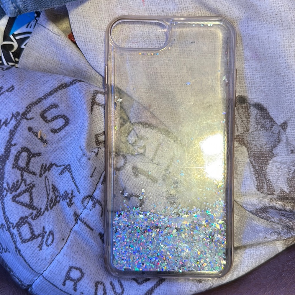 Falling glitter silver iPhone case